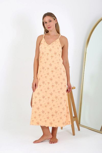Akbeniz Women's Large Size Rope Strap Long Nightgown 12110