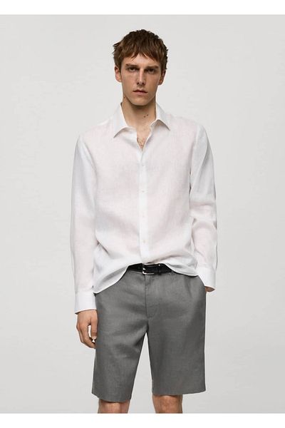 MANGO Man Hemd mit normaler Passform, 100 % Leinen