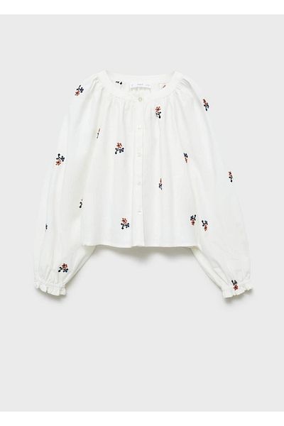 MANGO Kids Μπλούζα με κέντημα λουλουδιών