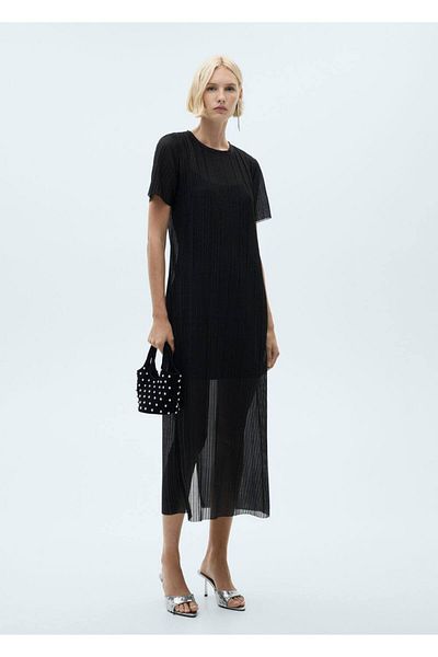 MANGO Woman Lurex Pleated Dress