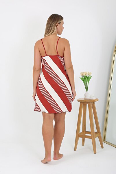 Akbeniz Women's Large Size Rope Strap Nightgown 98513