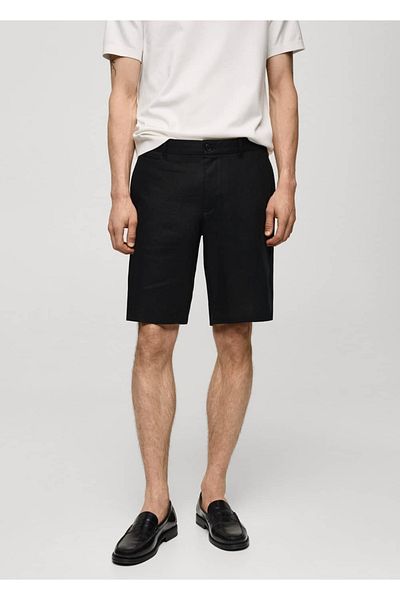MANGO Man Slim Fit 100% Linen Bermuda Shorts