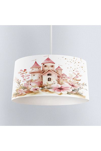 Else Dekor Pink Princess Castle Patterned Girl's Room Pendant Chandelier Model