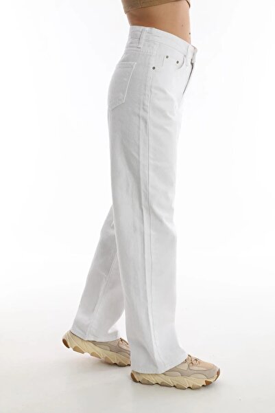 MAKRAS EXCLUSIVE A135169 Pantaloni de blugi boyfriend cu talie înaltă și picioare largi, largi