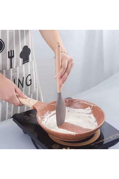 artizanmutfak Wooden Silicone Stripping Spatula - Ash-13