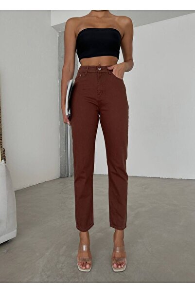 MAKRAS EXCLUSIVE A142653 Τζιν ψηλόμεσο τζιν παντελόνι με στενό πόδι