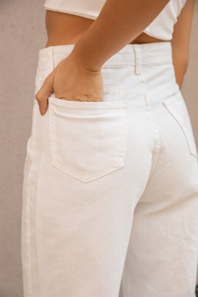 MAKRAS EXCLUSIVE A135461 Jeans High Waist Boyfriend Loose Wide Leg Denim Pants