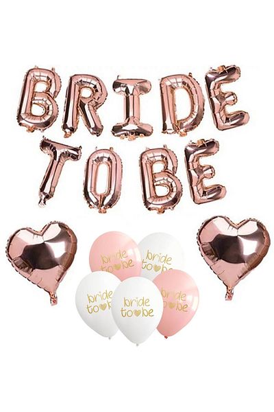 Atölye Mi Set de baloane Rose Gold Bride To Be Set de ornamente pentru baloane pentru petrecere de mireasa cu baloane inimioare