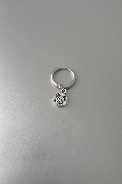 Jaida Moda Unisex Silver Mini Figure Dangle Steel Hoop Earrings