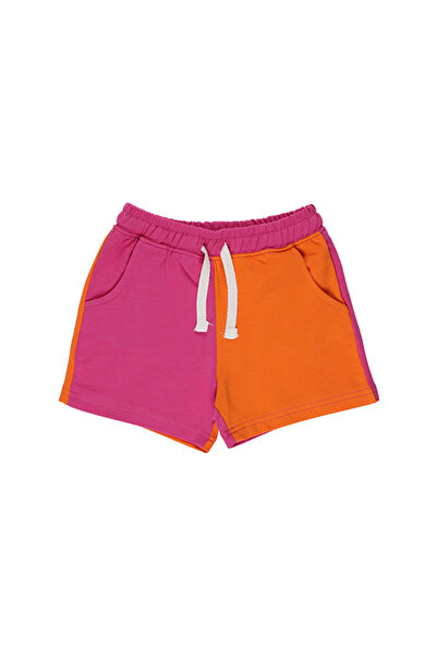 Panço Kız Bebek Beli Lastikli Fuşya Örme Şort