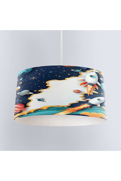 Else Dekor Spaceship Galaxy Patterned Boy's Room Pendant Chandelier Model
