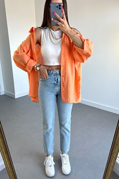 ByCukurovaFrango BY-7510 Ψηλόμεσο τζιν παντελόνι Mom Jeans Snow Wash Lycra St...