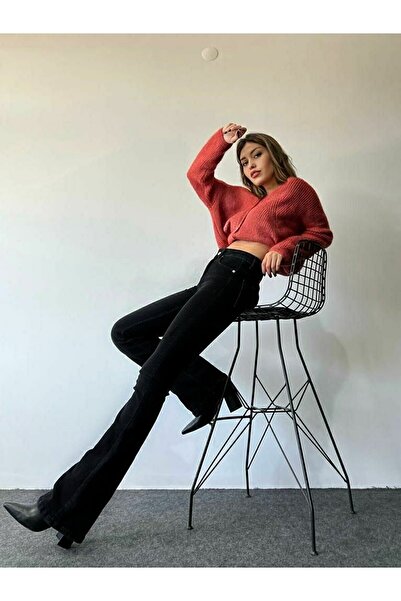 ByCukurovaFrango BY-5032 Star Black Spanish Flare Lycra Flare Jeans Τζιν Παντ...