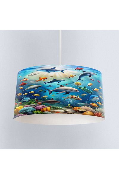 Else Dekor Underwater Sea World Fishes Patterned Children's Room Pendant Lamp Chandelier Model