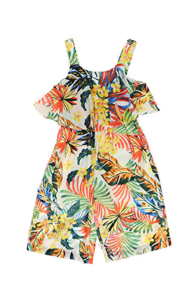 Panço Kız Bebek Desenli Sarı Salopet