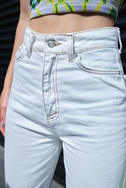 MAKRAS EXCLUSIVE A180012 Τζιν ψηλόμεσο φαρδύ τζιν παντελόνι με φαρδιά πόδια