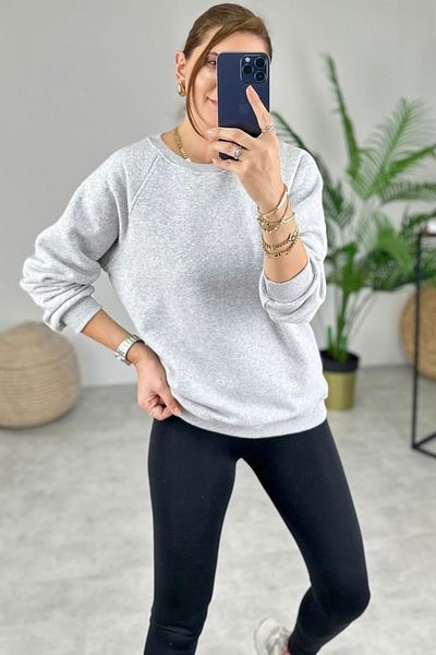 bb butik basic Thick Three Thread Oversize Sweatshirt with Fleece Inside Bb 090882