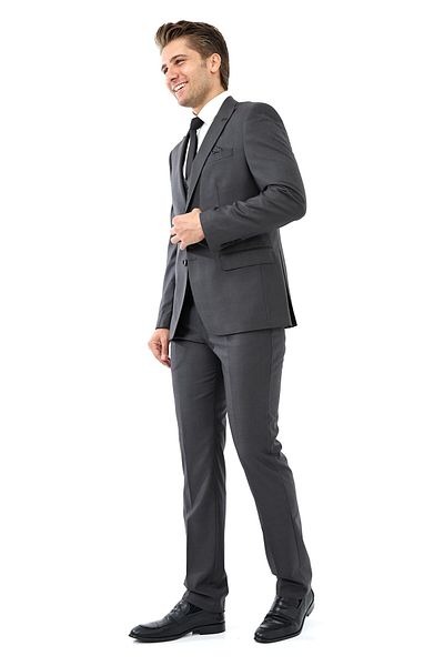 Presto 6 بدلة Slimfit رمادية للرجال - مع سترة، 581-090