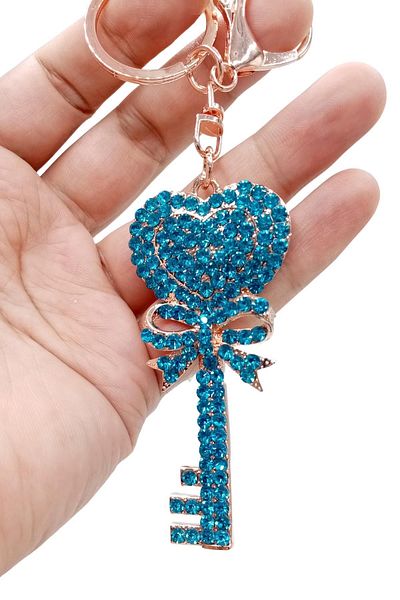 Dünyadan Hediyeler Crystal Stone Blue Key Keychain No.2