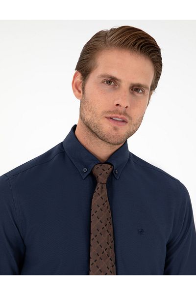 Pierre Cardin Тъмносиня риза с дълъг ръкав Slim Fit 50297998-VR033