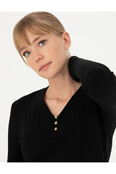 Pierre Cardin Black Ex Slim Fit V-Neck Sweater 50276214 -Vr046