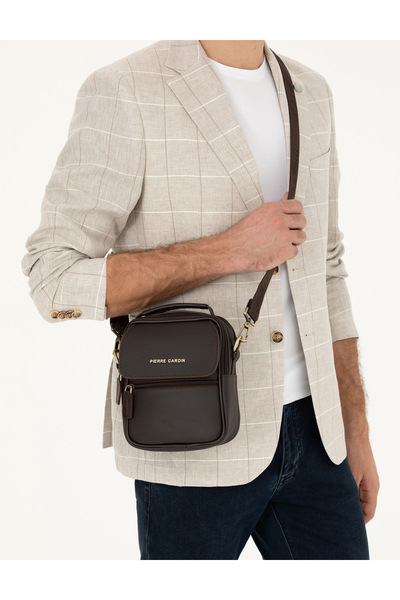 Pierre Cardin Ανδρική τσάντα χειρός με καφέ λουράκι 50286600-VR029