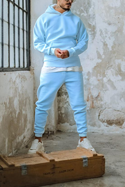 ruNadeS Ανδρικό σετ φούτερ με μαλακή υφή, φαρδιά εφαρμογή καγκουρό με τσέπες και ελαστικά πόδια - Casual