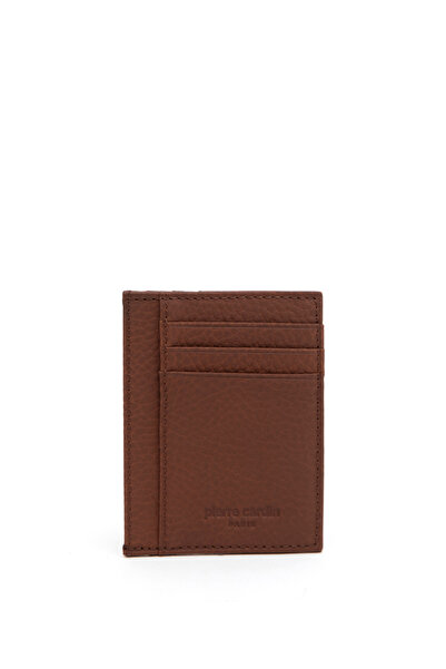 Pierre Cardin حامل بطاقات من الجلد البني للرجال 50289269-VR099