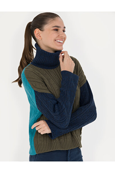 Pierre Cardin Navy Blue Crop Top Turtleneck Sweater 50277148-Vr033