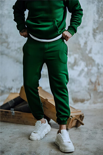 ruNadeS Ανδρικό σετ φούτερ με μαλακή υφή, φαρδιά εφαρμογή καγκουρό με τσέπες και ελαστικά πόδια - Casual