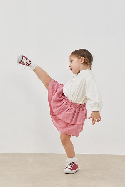 Tics Pink Flounced Layered Skirt