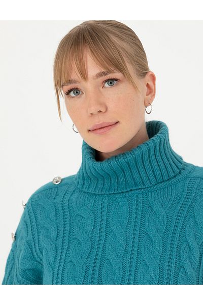 Pierre Cardin Petrol Regular Fit Turtleneck Sweater 50276220 -Vr102
