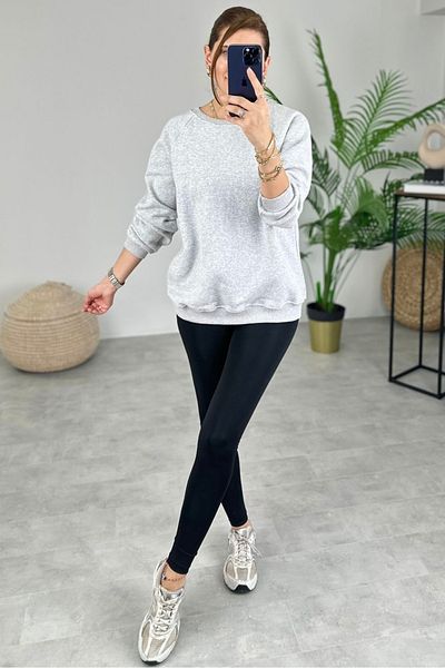 bb butik basic Thick Three Thread Oversize Sweatshirt with Fleece Inside Bb 090882