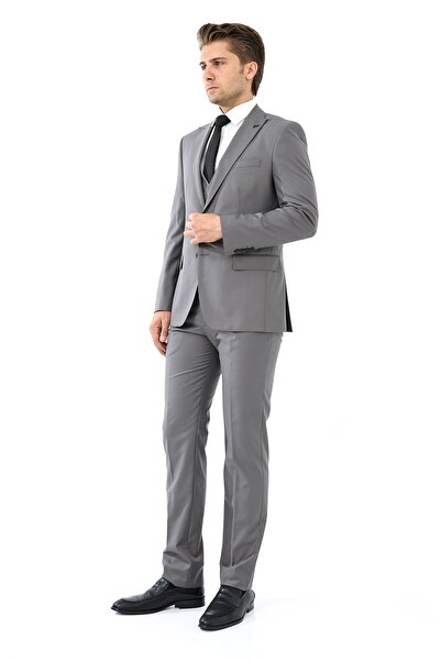 Presto 6 Drop Gray Slimfit Men's Suit - with Vest, 583-050