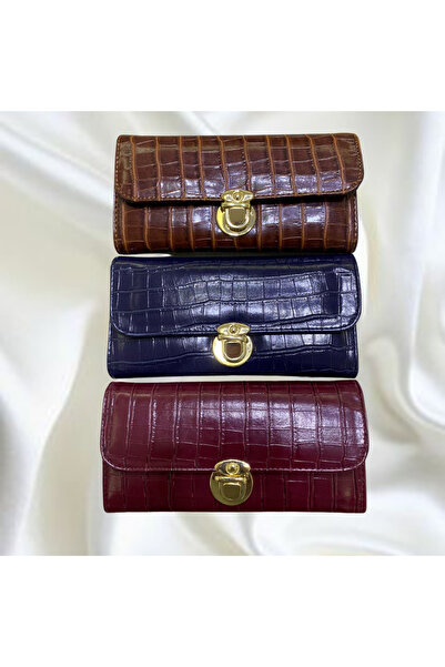 Farzeens Timsah Desenli Orta Boy Kroko Çıtçıtlı Kadın Cüzdan