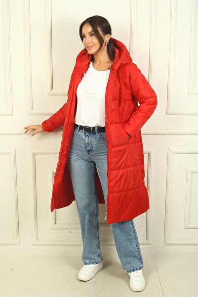 By Saygı Kapucnis bélelt, hosszú, rugalmas pehelykabát