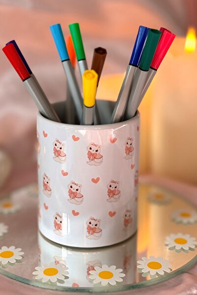 Cool Stuff Suport pentru stilou Coquette Cat Ribbon pisică cu model