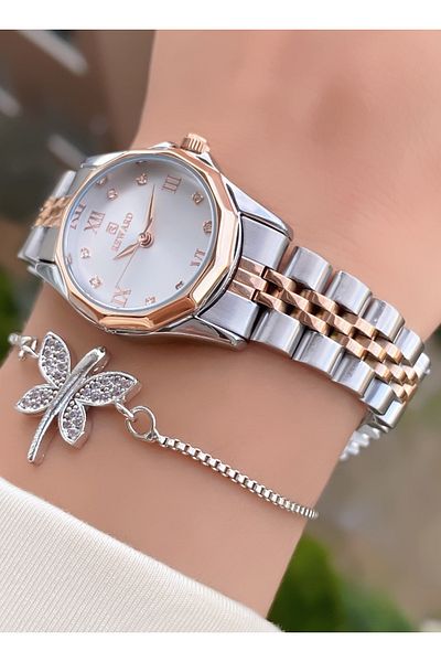 Reward Brand Yellow Silver Color Steel Cord Women's Wristwatch - Bracelet Gift