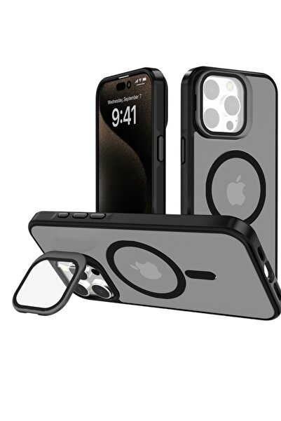 KILIF HOUSE Iphone 16 Plus Uyumlu Temper Camlı Standlı Magsafe Kılıf