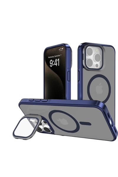 KILIF HOUSE Iphone 14 Plus Uyumlu Temper Camlı Standlı Magsafe Kılıf