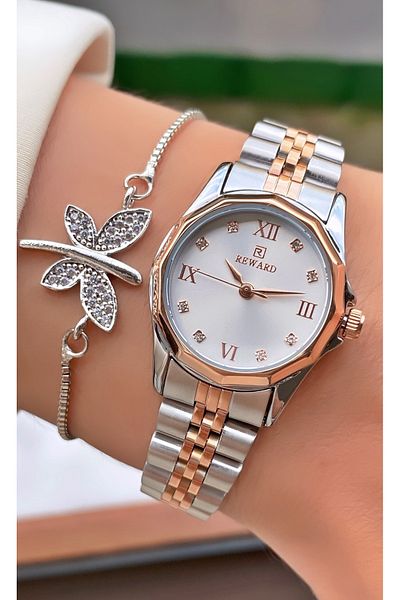 Reward Brand Yellow Silver Color Steel Cord Women's Wristwatch - Bracelet Gift