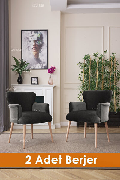 LOVİSSE HOME Antrasit Quantum Berjer, Tekli Koltuk, Ofis, Bekleme, Balkon, Sandalye, puf, çayseti