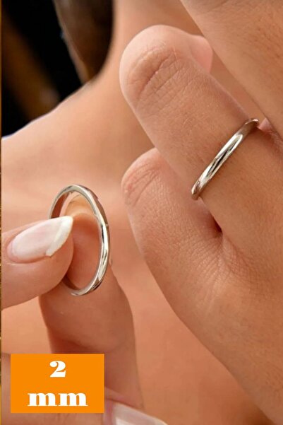 Moda Gümüş 925 Ayar Gümüş 2 mm Bombeli Klasik Düz Alyans