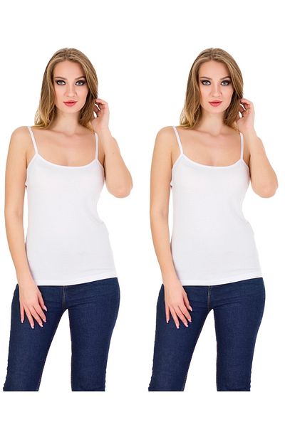 Yaldızlı White Rope Hanging Tank Top - Pack of 2