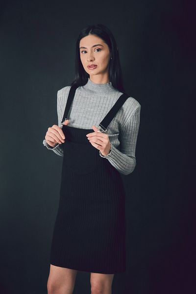 Fulla Moda Tricotaj cu bretele din velur Salopet