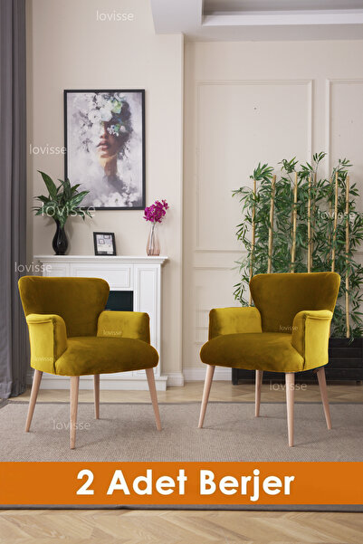 LOVİSSE HOME Hardal Sarısı Quantum Babyface Berjer, Tekli Koltuk, Ofis, Bekleme, Balkon, Sandalye, puf, çayseti