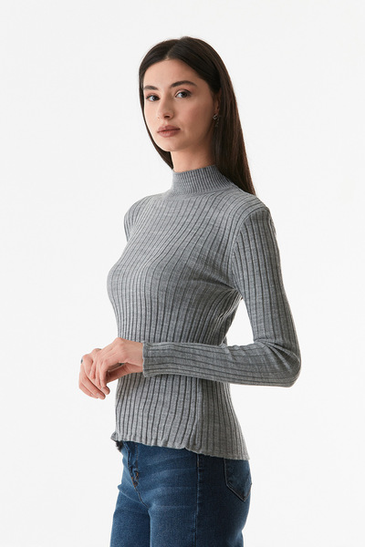 Fulla Moda Pulover de tricotaj cu guler cu nervuri