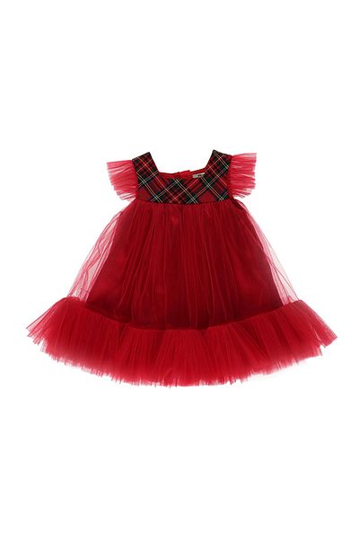 Panço Rotes Tüllkleid mit Karomuster für Babys