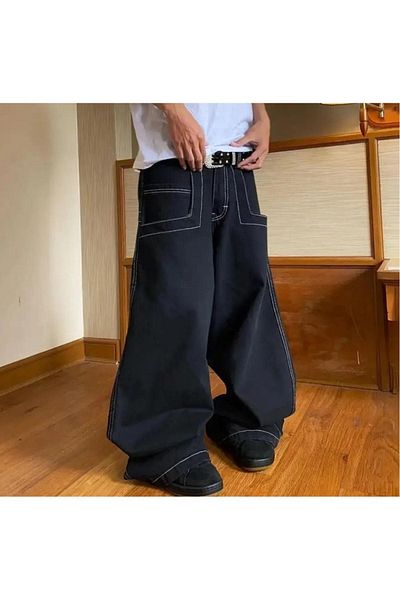 Gofeel Y2k Vintage Loose Leg Oversize Παντελόνι με έπτια μεμβράνη