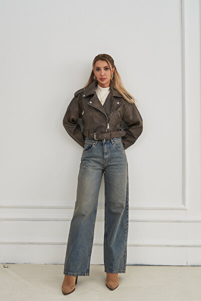 Rabia Çelik Kadın Wide Leg Yüksek Bel Baggy Kot Pantolon